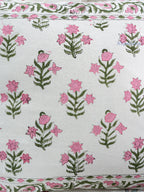 Pink Meadow Hand Block Printed Cushion Cover (16x16 Inches)