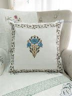 Pink Meadow Hand Block Printed Cushion Cover (16x16 Inches)