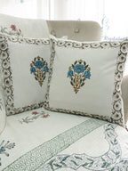 Pink Meadow Hand Block Printed Cushion Cover (16x16 Inches)