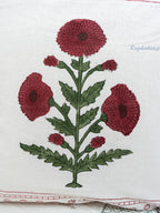 Sindoor Gul Hand Block Printed Cushion Cover (16x16 Inches)