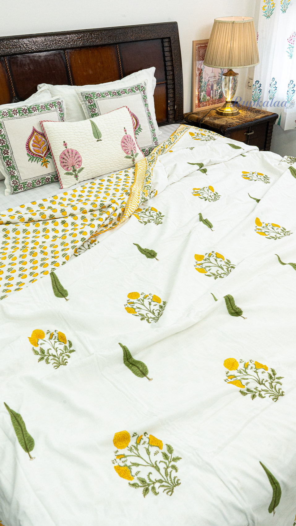 Sunlit Meadow Reversible Double Bed Mulmul Dohar