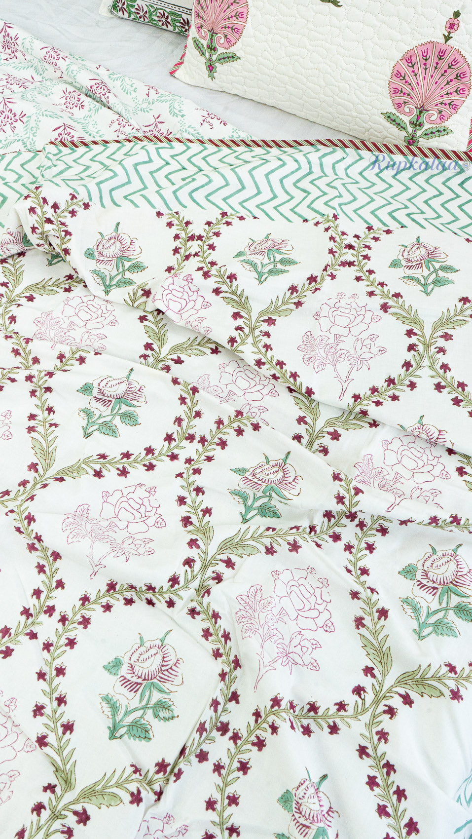 Blush Garden Reversible Single Bed Mulmul Dohar