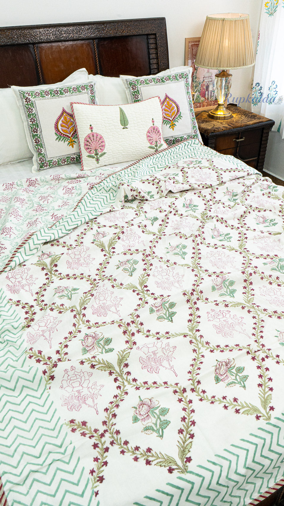 Blush Garden Reversible Single Bed Mulmul Dohar