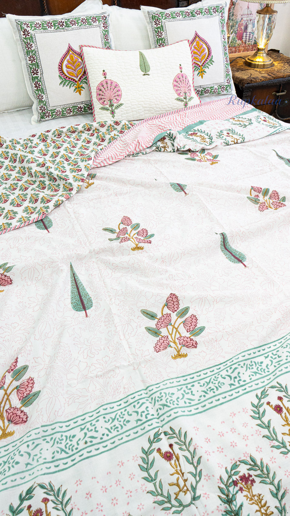 Velvet Petals Reversible Single Bed Mulmul Dohar