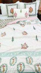 Velvet Petals Reversible Single Bed Mulmul Dohar