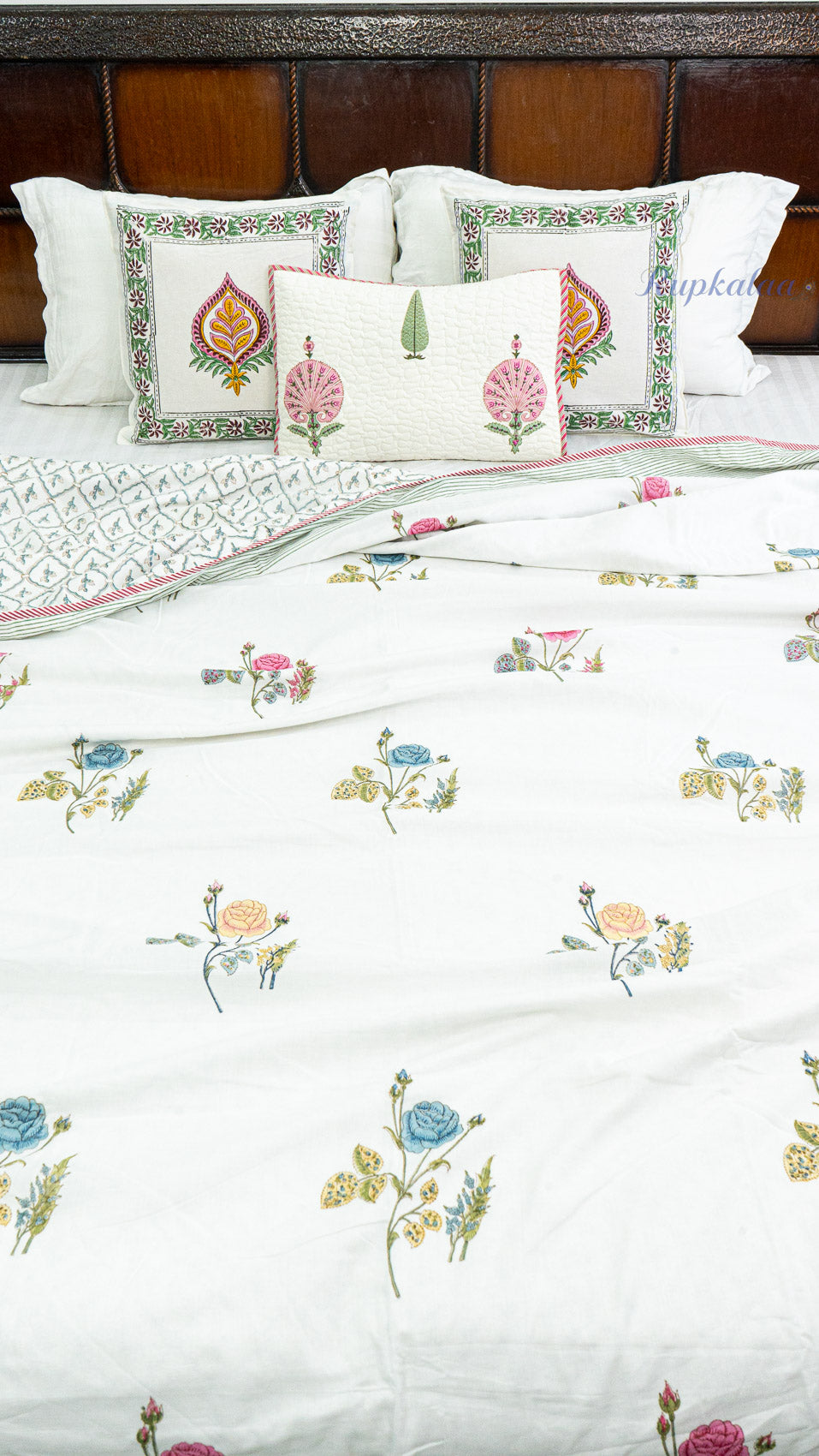 Roses at Dusk Reversible Double Bed Mulmul Dohar