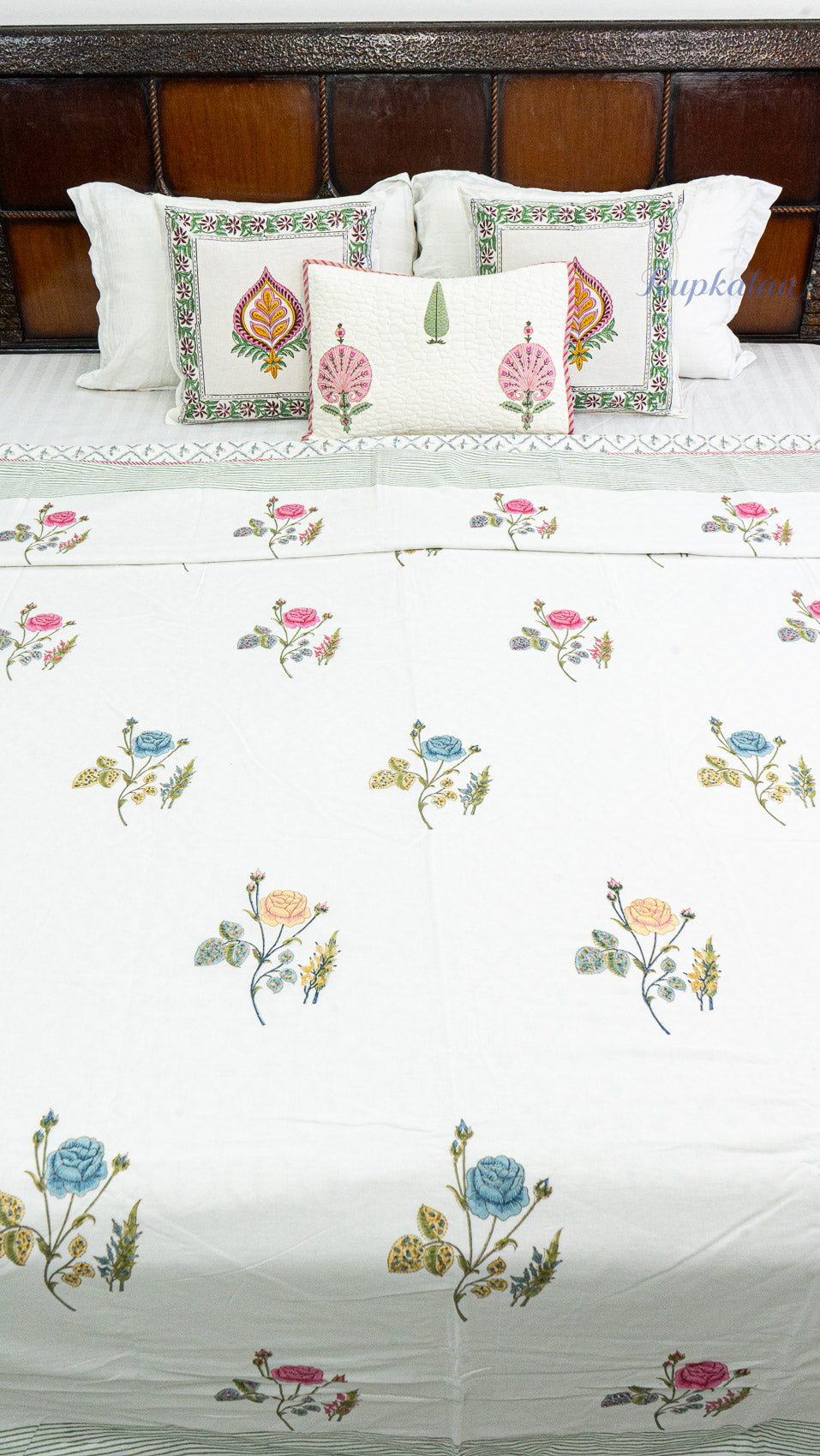 Roses at Dusk Reversible Double Bed Mulmul Dohar