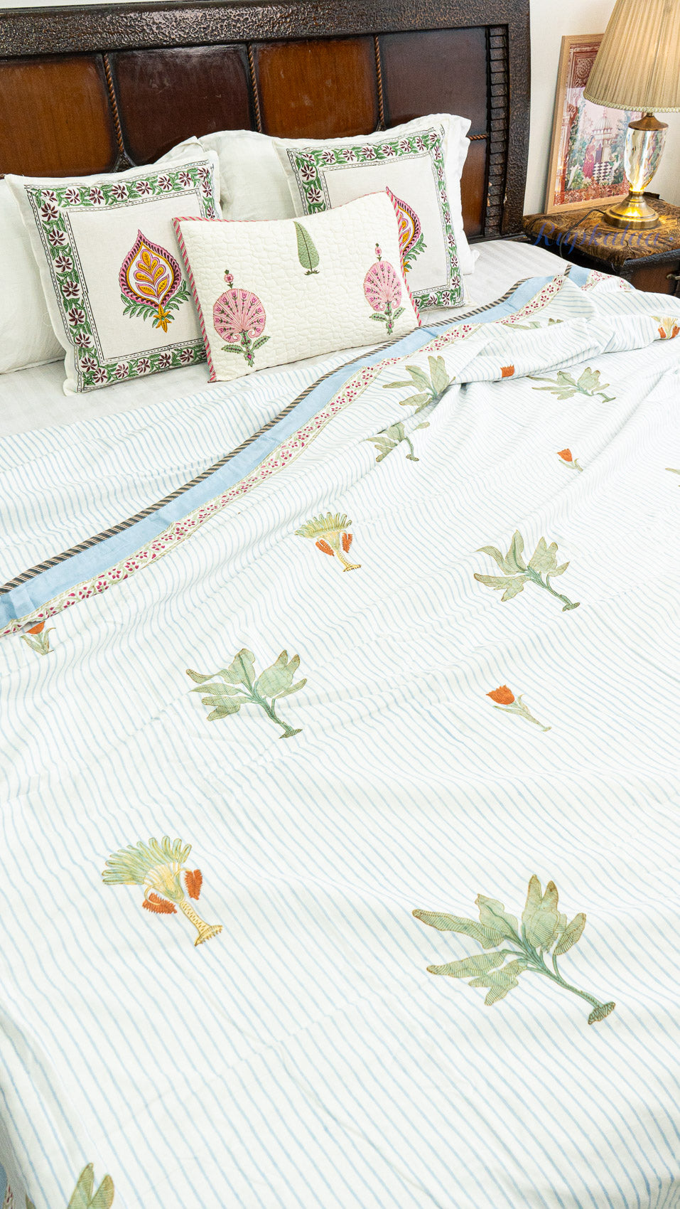 Pine Lines Reversible Double Bed Mulmul Dohar