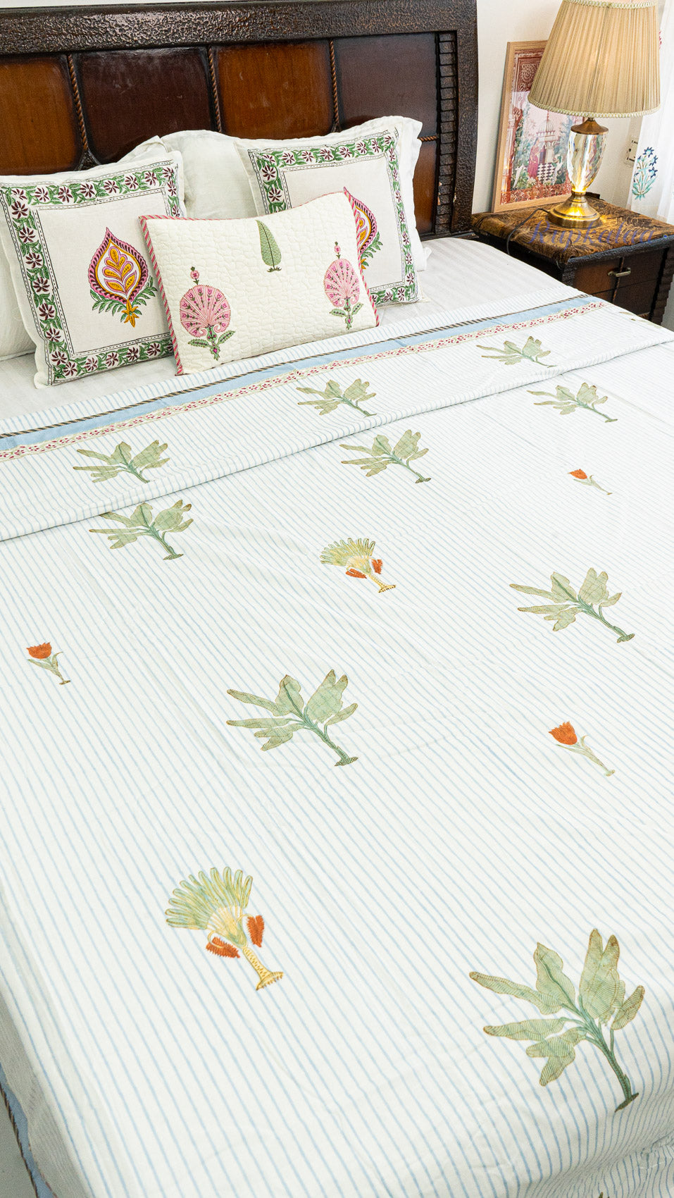 Pine Lines Reversible Double Bed Mulmul Dohar