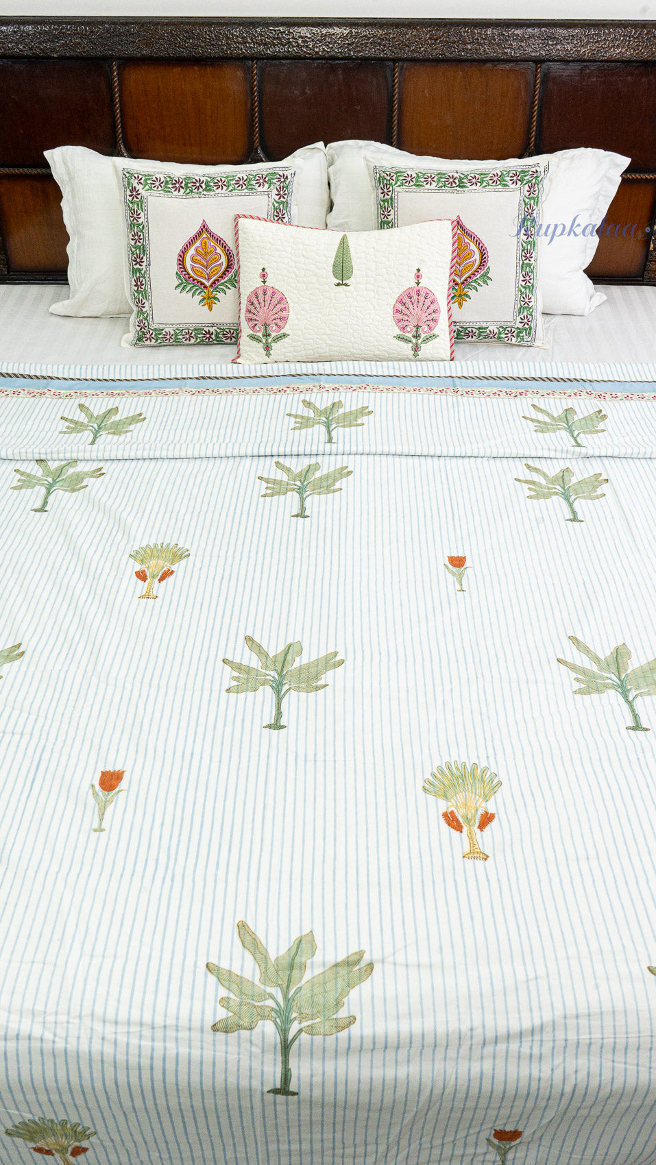 Pine Lines Reversible Double Bed Mulmul Dohar