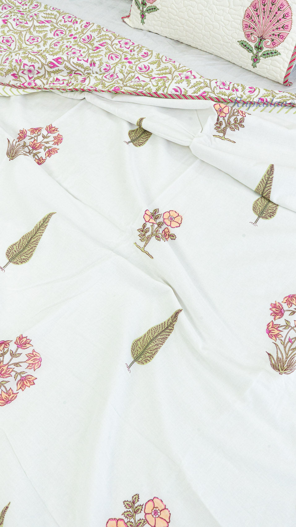 Floral Elegance Reversible Double Bed Mulmul Dohar