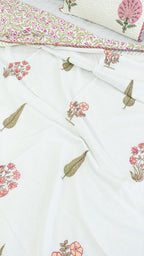 Floral Elegance Reversible Double Bed Mulmul Dohar