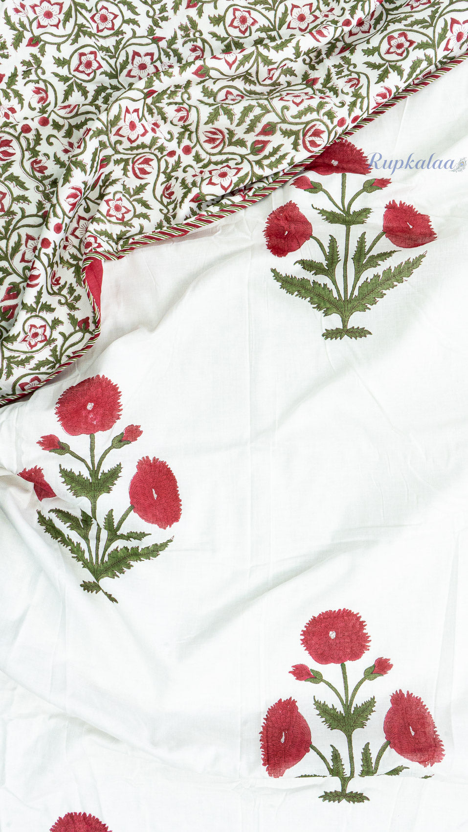 Crimson Calm Reversible Double Bed Mulmul Dohar