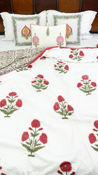 Crimson Calm Reversible Double Bed Mulmul Dohar