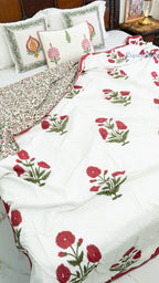 Crimson Calm Reversible Double Bed Mulmul Dohar