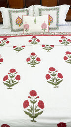 Crimson Calm Reversible Double Bed Mulmul Dohar