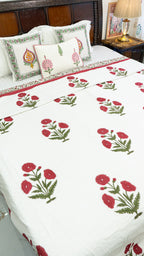 Crimson Calm Reversible Double Bed Mulmul Dohar