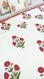 Crimson Calm Reversible Double Bed Mulmul Dohar