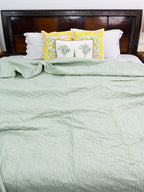 Soft Sage Reversible Mulmul Double Bed Quilt