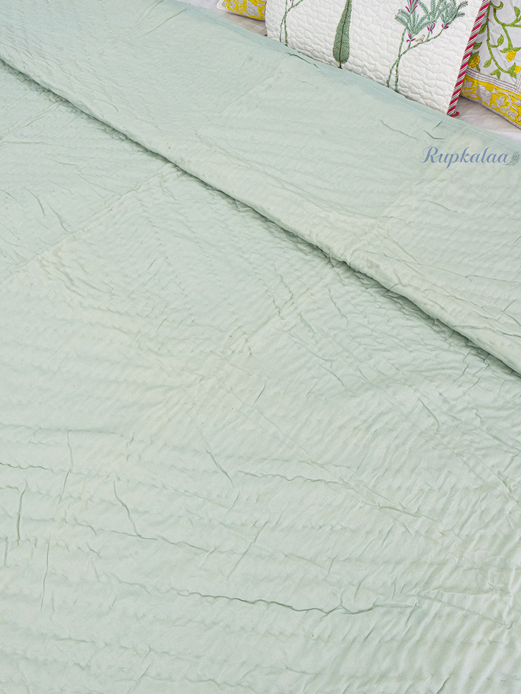 Soft Sage Reversible Mulmul Double Bed Quilt