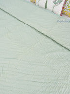 Soft Sage Reversible Mulmul Double Bed Quilt