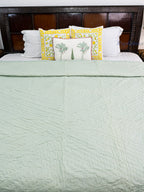 Soft Sage Reversible Mulmul Double Bed Quilt