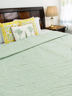 Soft Sage Reversible Mulmul Double Bed Quilt