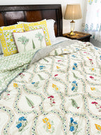Karigar Bloom Reversible Mulmul Double Bed Quilt