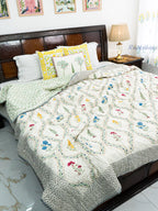 Karigar Bloom Reversible Mulmul Double Bed Quilt