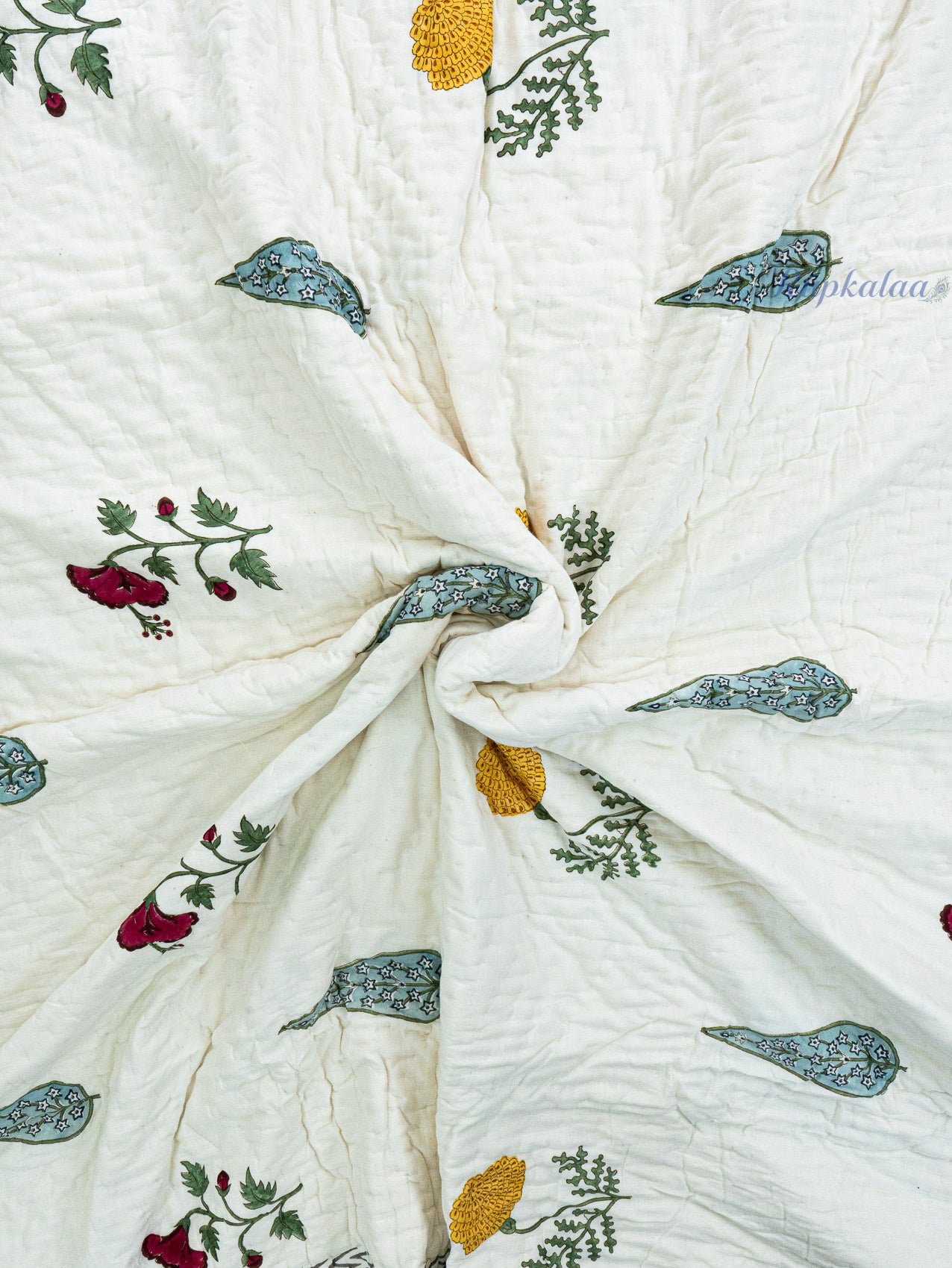 Petals at Ease Reversible Mulmul Double Bed Quilt