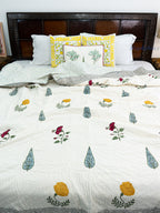 Petals at Ease Reversible Mulmul Double Bed Quilt