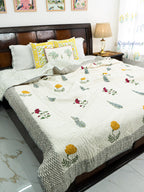 Petals at Ease Reversible Mulmul Double Bed Quilt