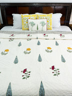 Petals at Ease Reversible Mulmul Double Bed Quilt