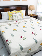 Petals at Ease Reversible Mulmul Double Bed Quilt