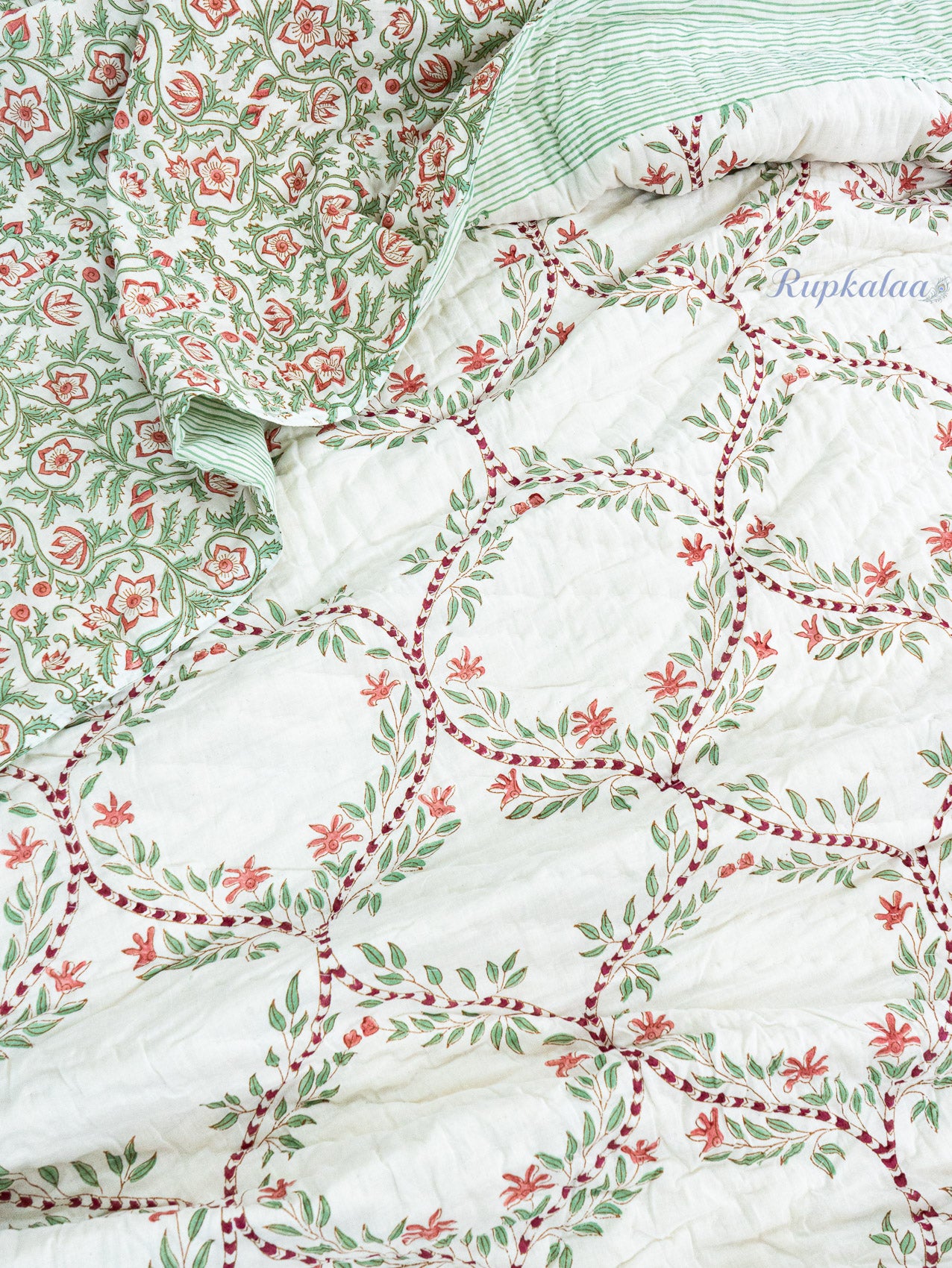 Jaal Rekha Reversible Mulmul Double Bed Quilt