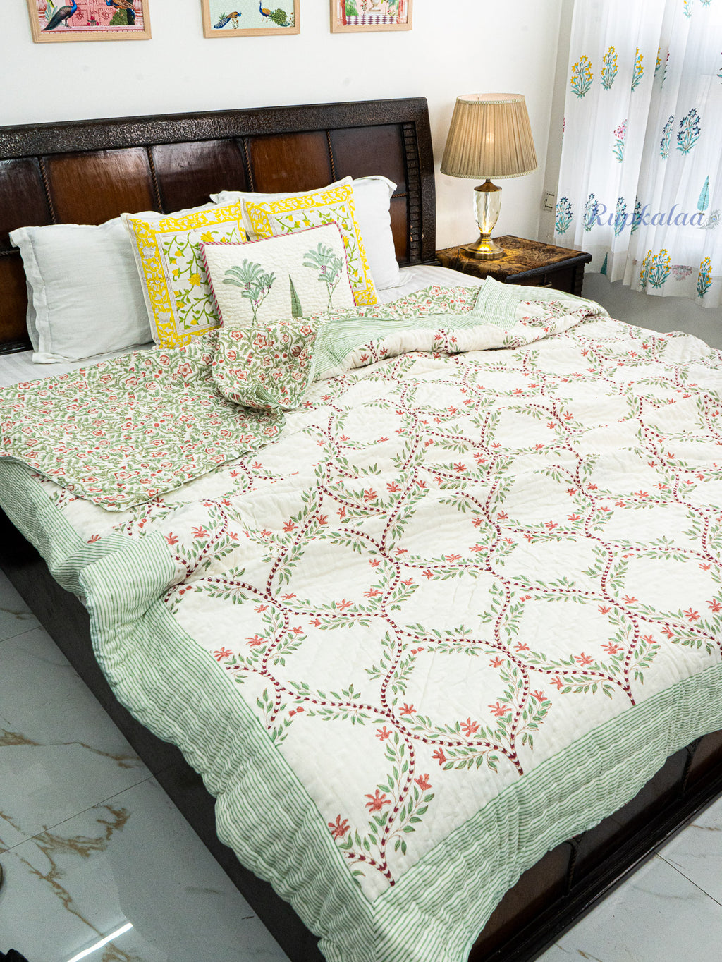 Jaal Rekha Reversible Mulmul Double Bed Quilt