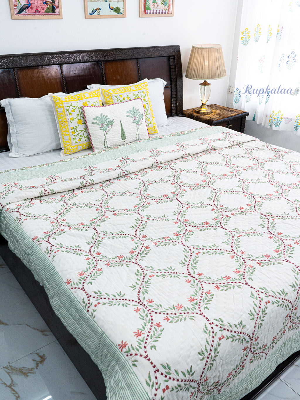 Jaal Rekha Reversible Mulmul Double Bed Quilt