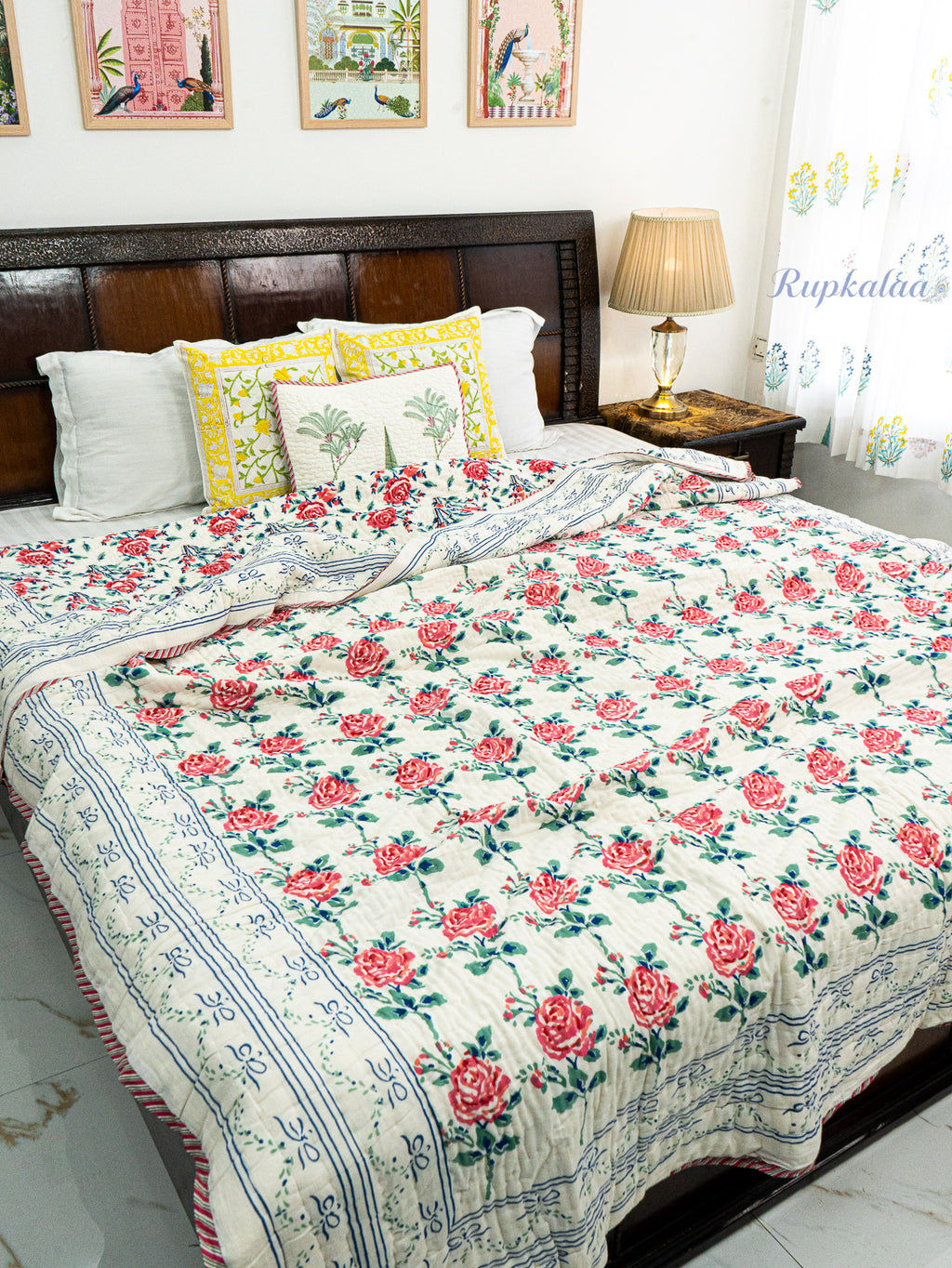 Gulaabo Reversible Mulmul Double Bed Quilt