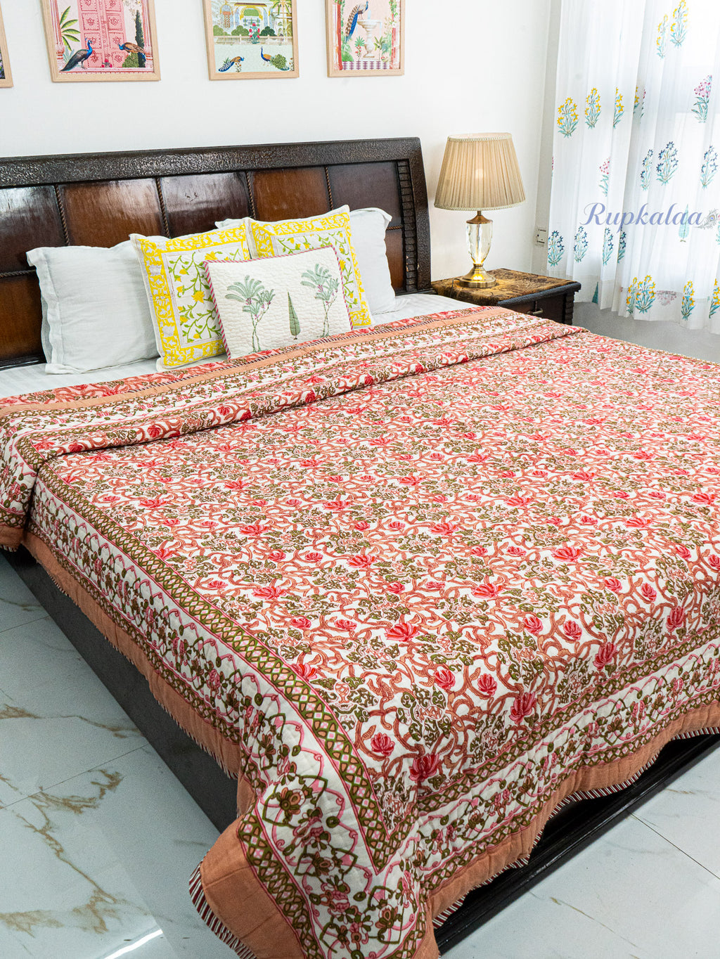 Sindoor Reversible Mulmul Double Bed Quilt