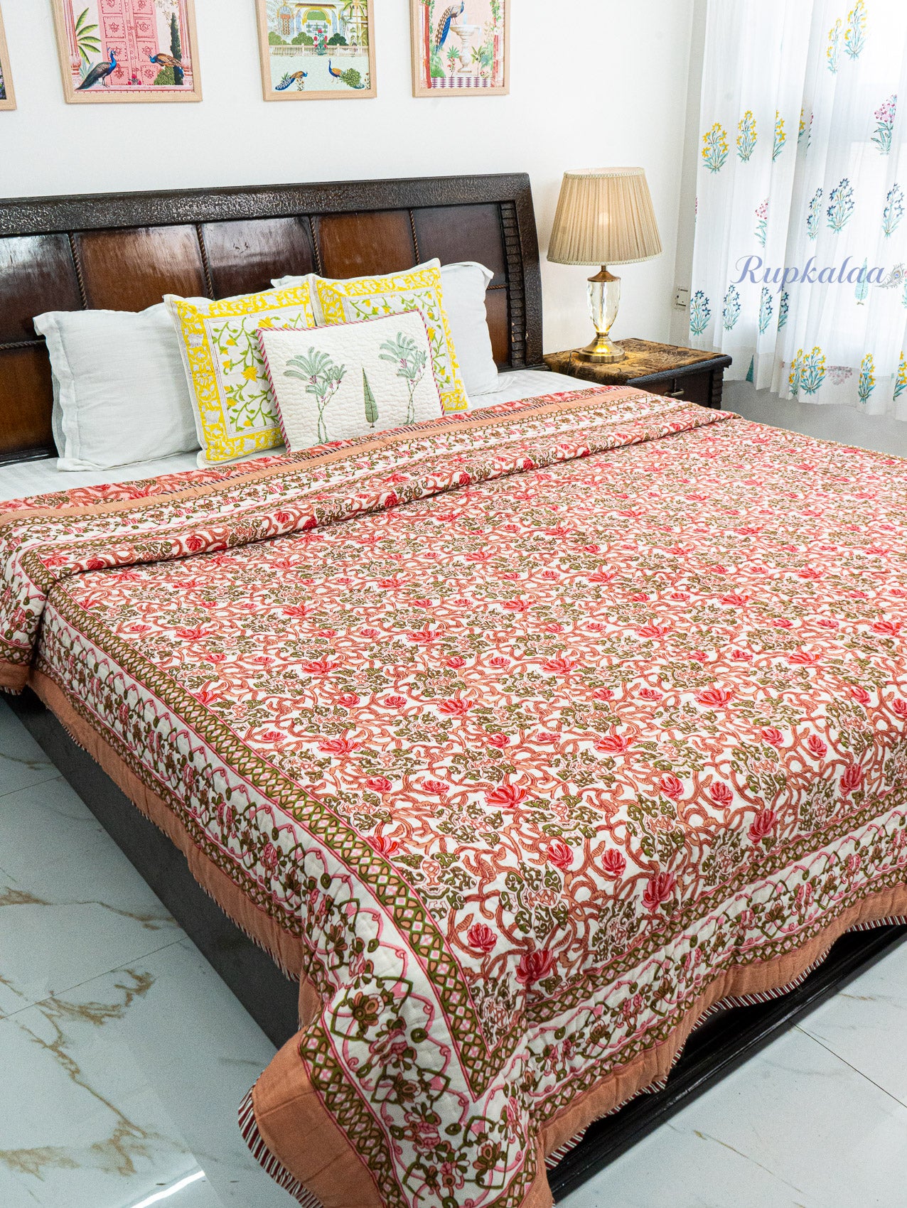 Sindoor Reversible Mulmul Double Bed Quilt