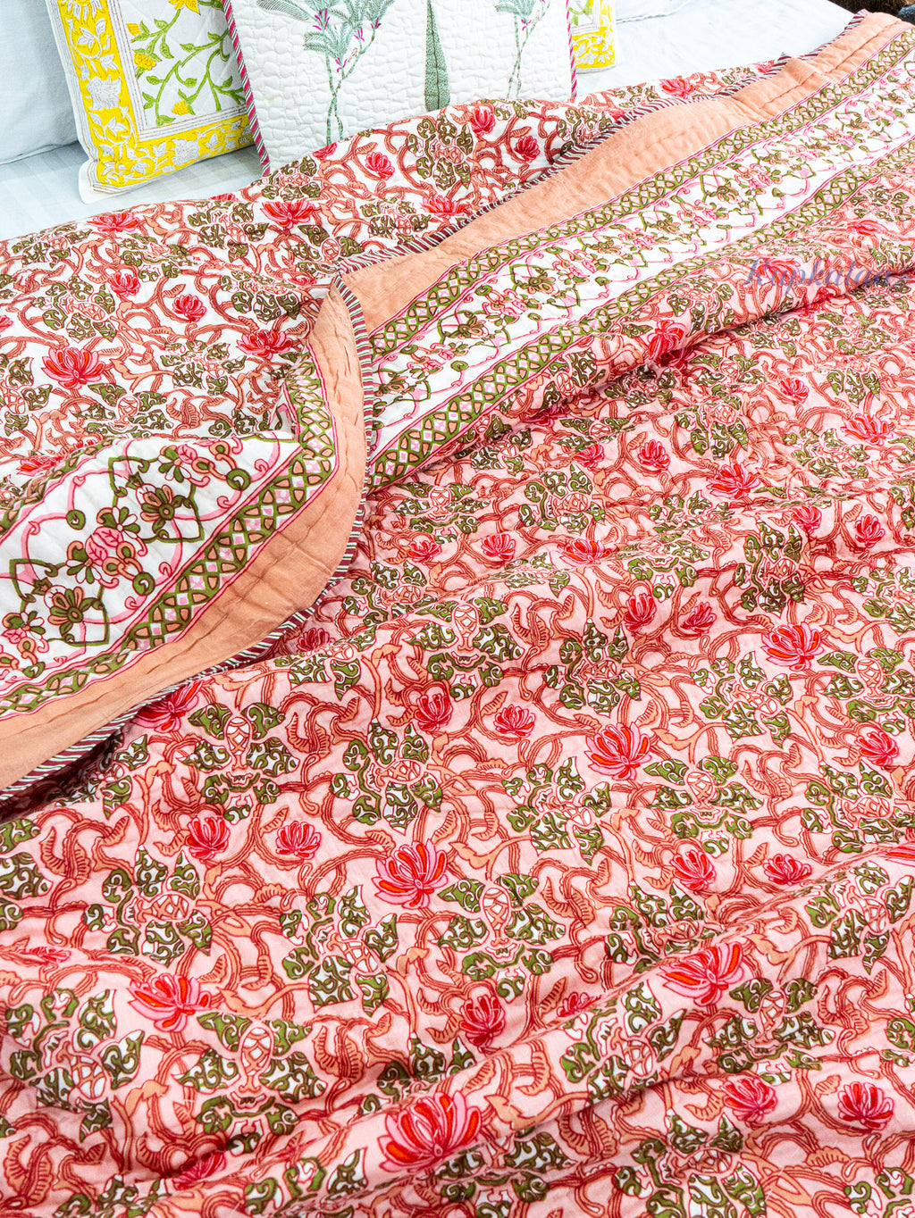 Sindoor Reversible Mulmul Double Bed Quilt