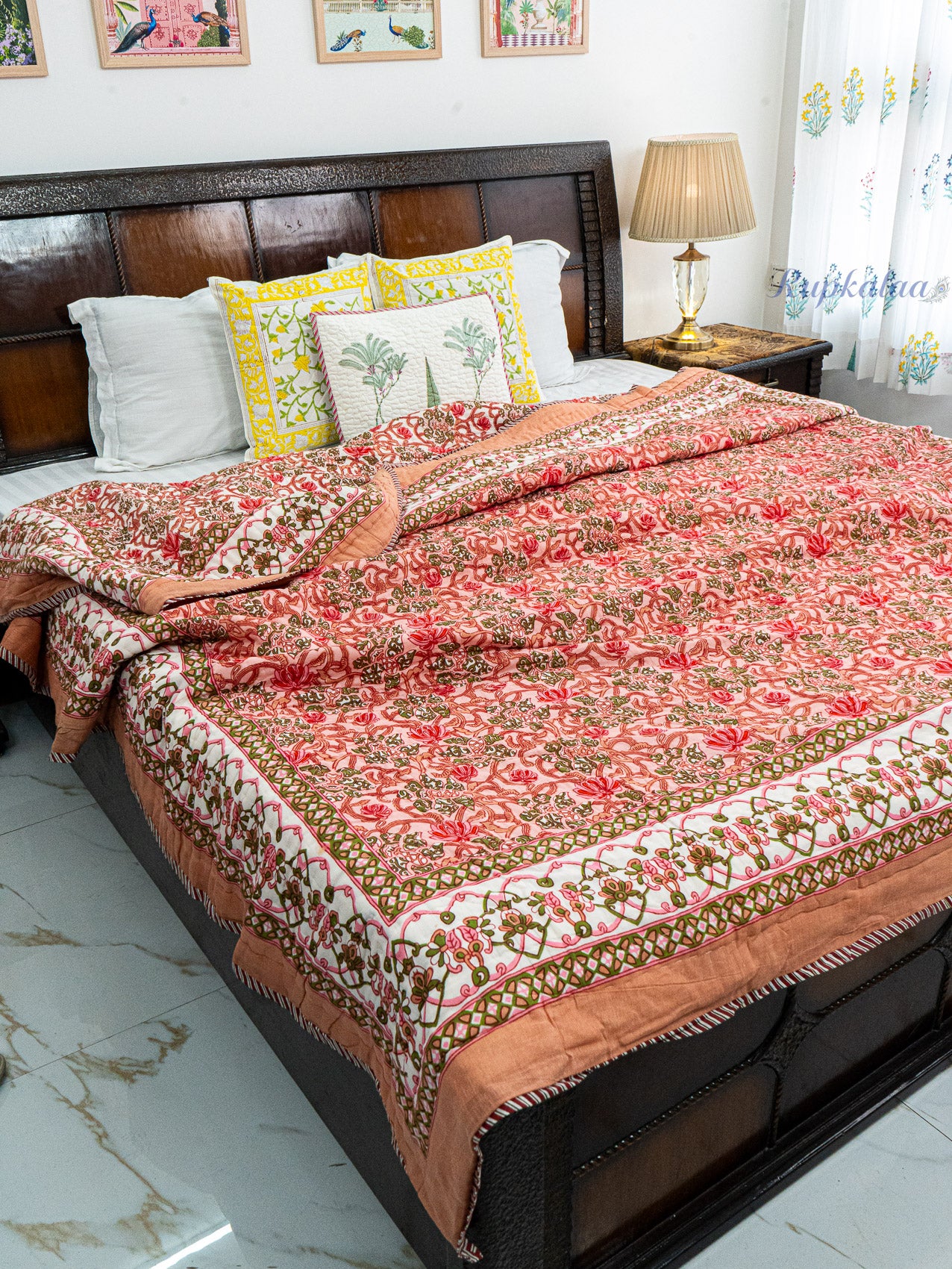 Sindoor Reversible Mulmul Double Bed Quilt