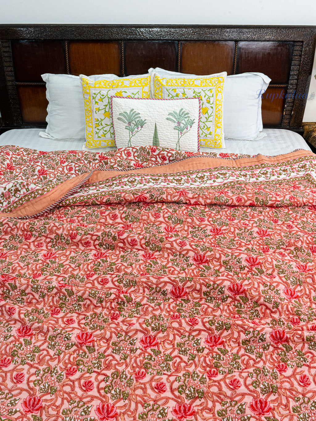 Sindoor Reversible Mulmul Double Bed Quilt