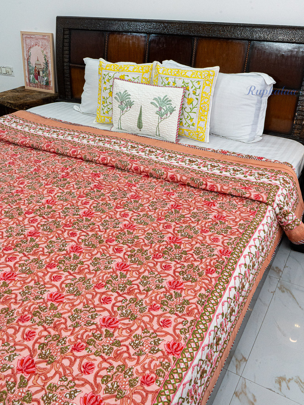 Sindoor Reversible Mulmul Double Bed Quilt