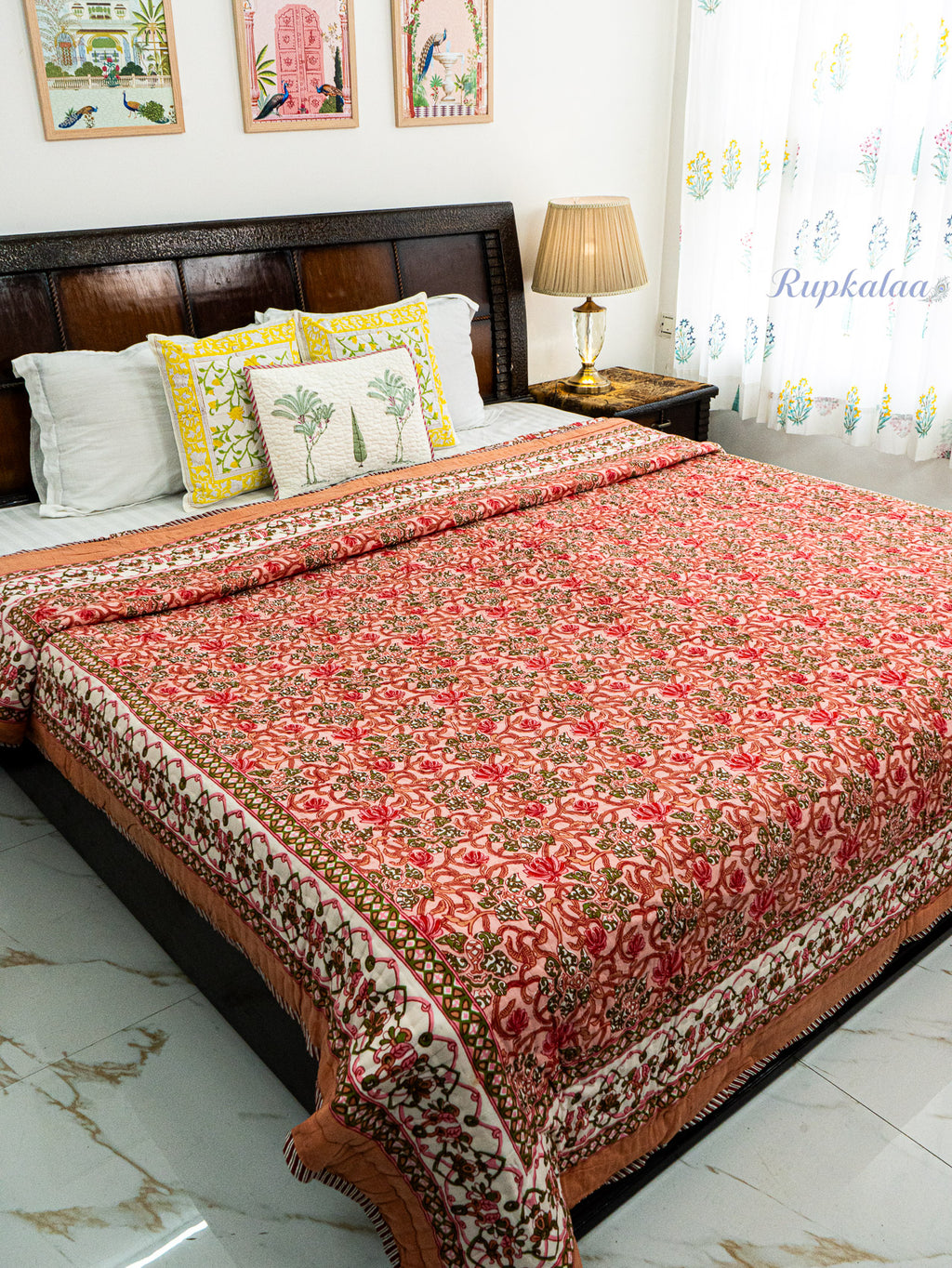 Sindoor Reversible Mulmul Double Bed Quilt