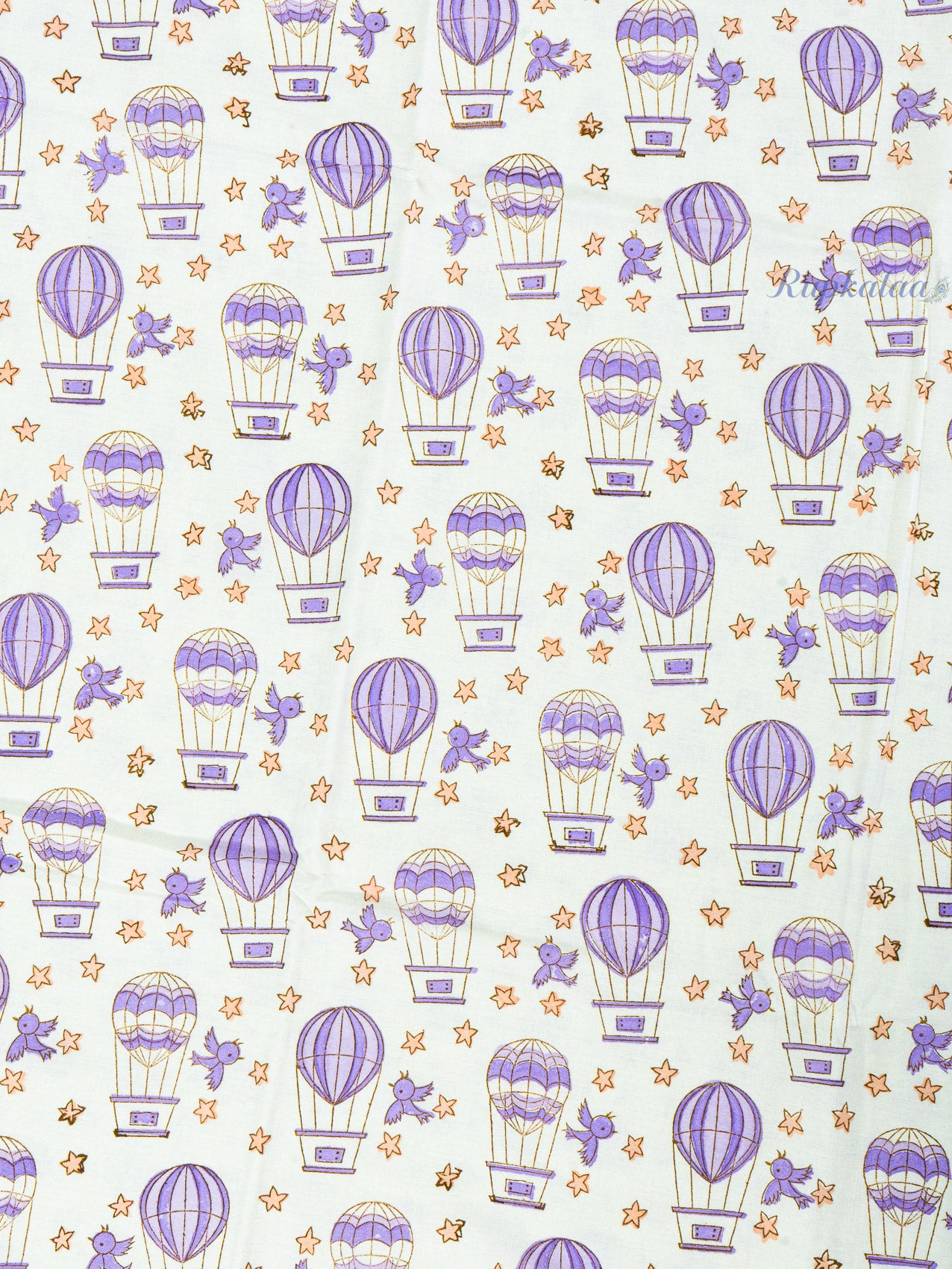 Hot Air Baloon Reversible Hand Block Mulmul Dohar