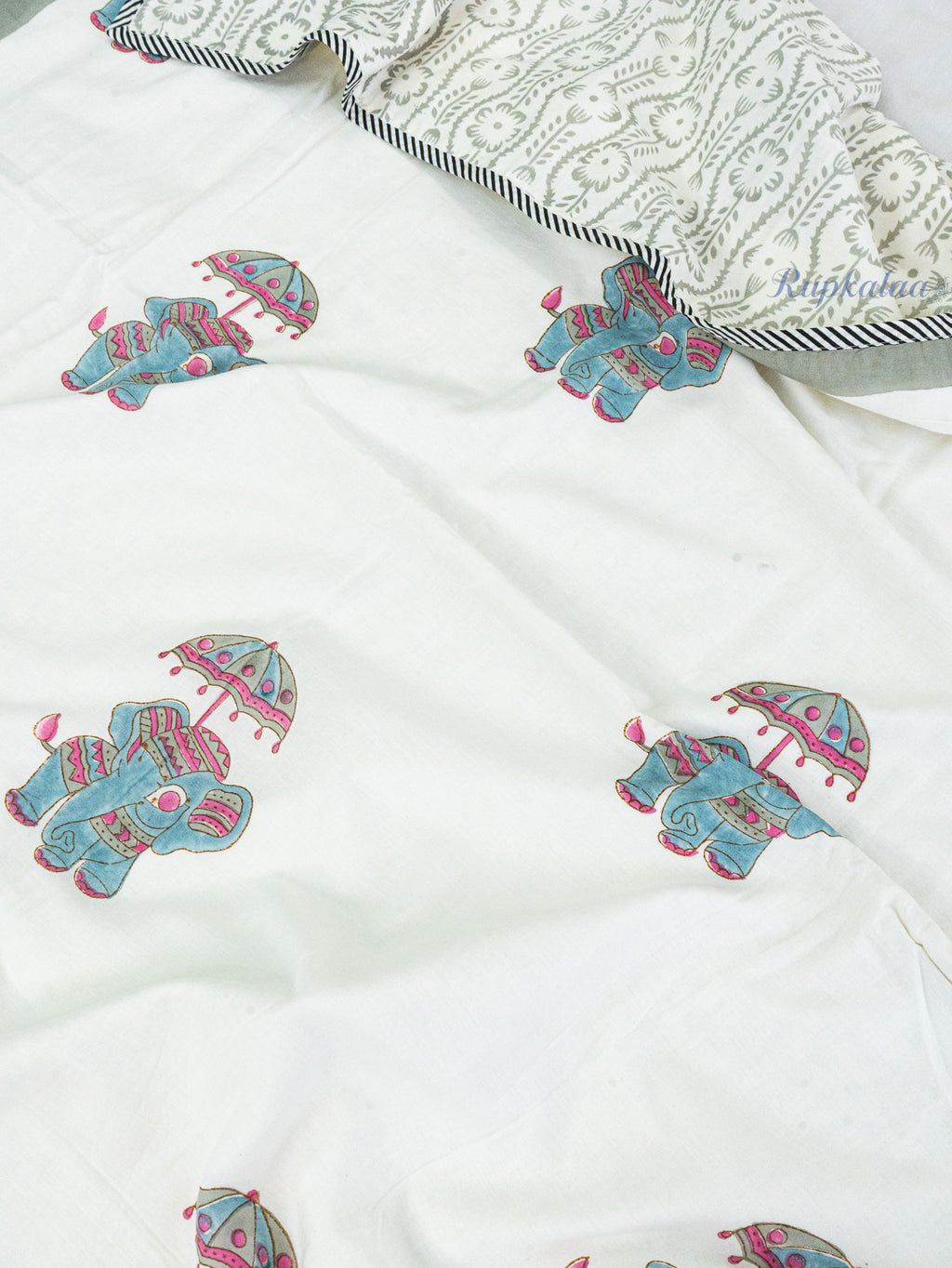 Sleepy Sky Safari Reversible Hand Block Mulmul Dohar
