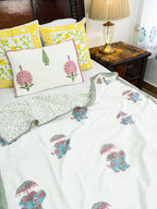 Sleepy Sky Safari Reversible Hand Block Mulmul Dohar