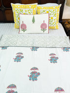 Sleepy Sky Safari Reversible Hand Block Mulmul Dohar