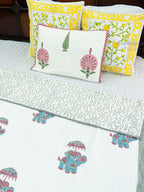 Sleepy Sky Safari Reversible Hand Block Mulmul Dohar
